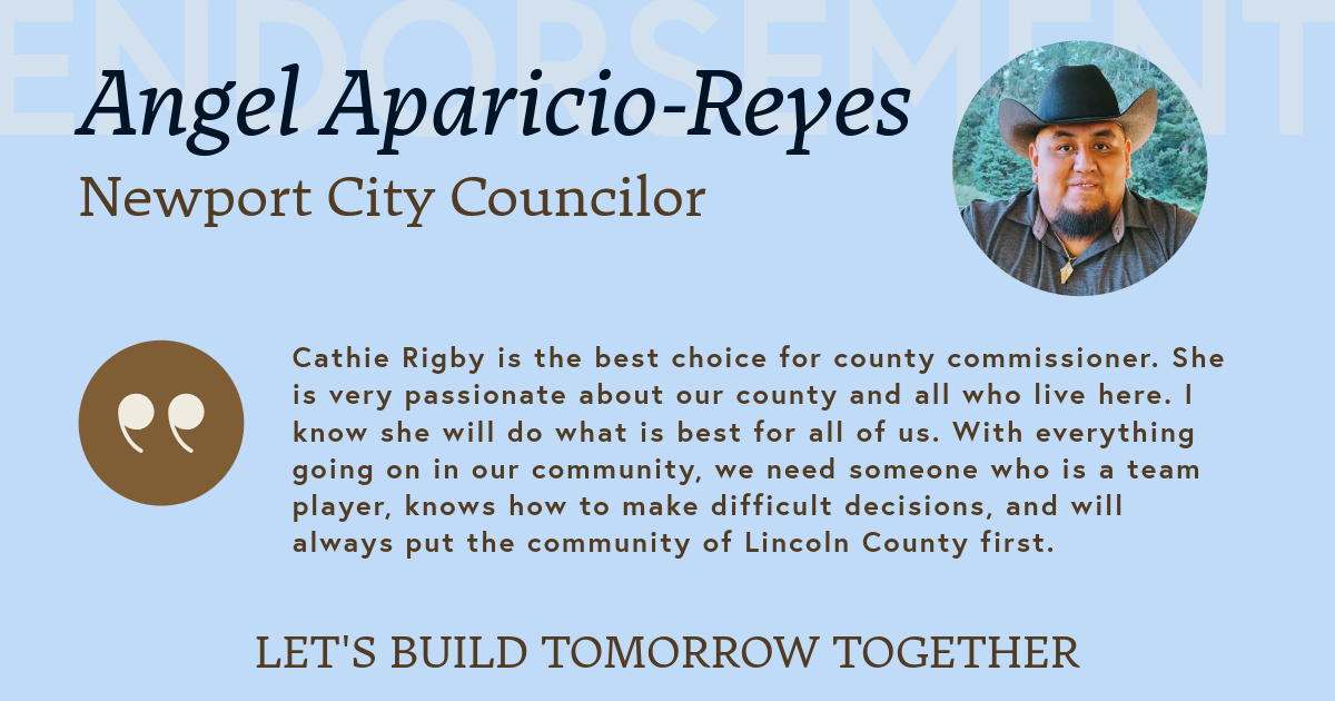 Campaign poster for Angel Aparcio-Reyes, Newport City Councilor candidate, with a circular portrait top-right, a testimonial quote, and the slogan "LET'S BUILD TOMORROW TOGETHER".